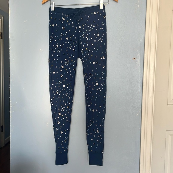 Hanna Andersson Sprinkle Of Stars Blue Night Sky Matching Long John Pajamas - Picture 2 of 6